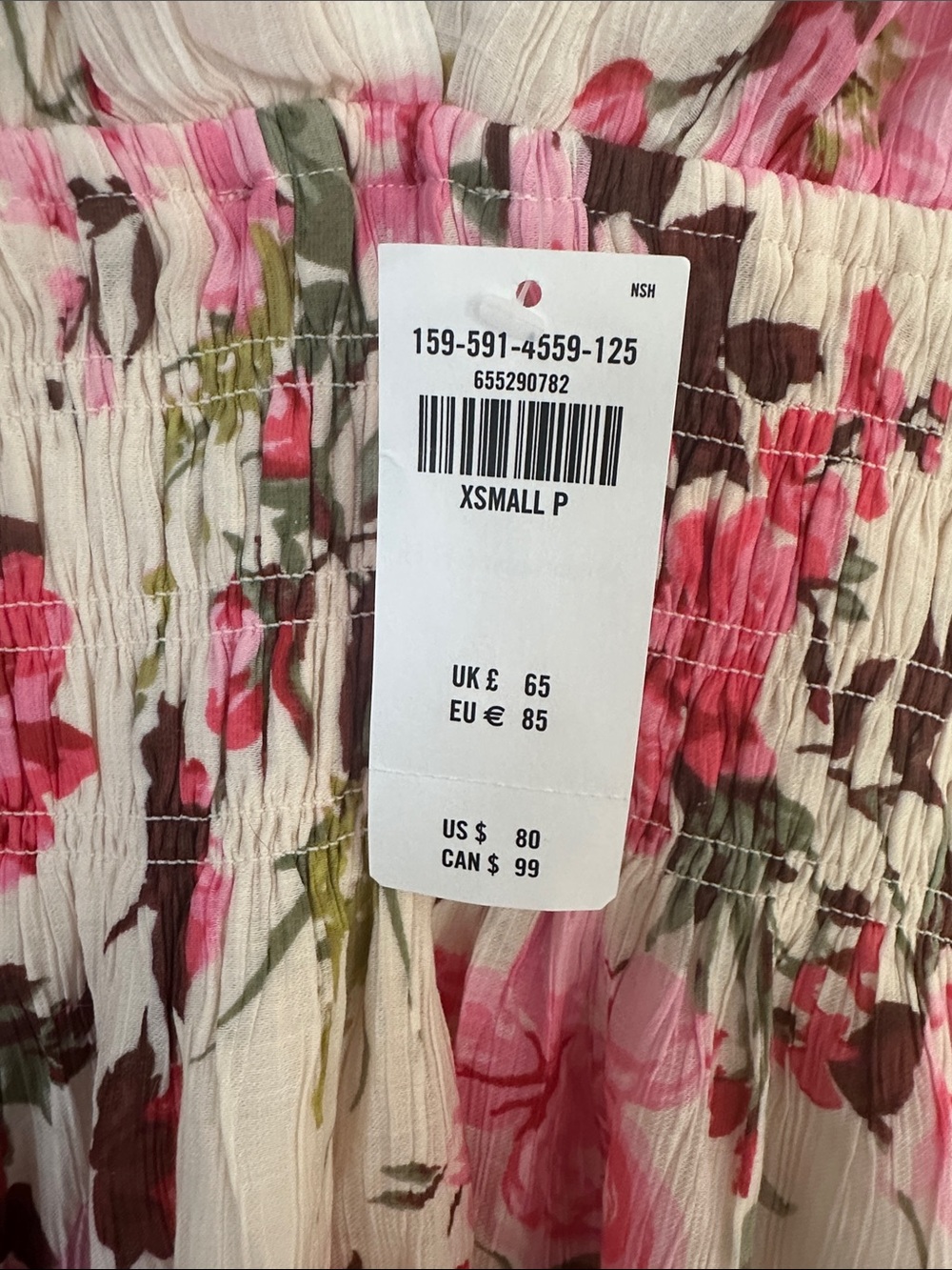 Abercrombie and Fitch Floral Pink and Green V-Neck Summer Dress - Picture 2 of 2